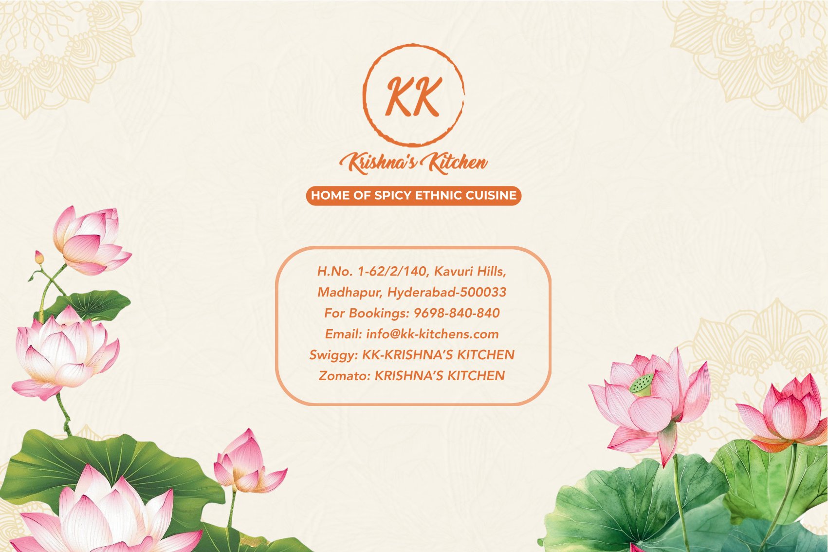 Krishna's Kitchen Menu 1